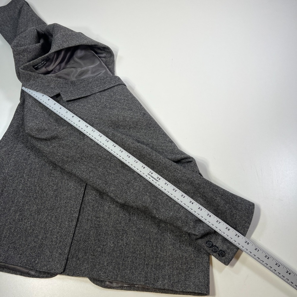 Chereskin Camel Hair Blazer Mens Long 44 Gray Herringbone Tweed Coat Jacket - Picture 12 of 12